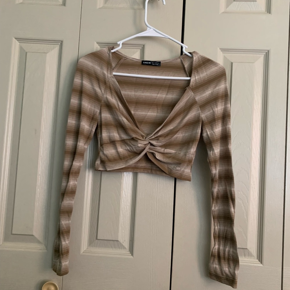 Striped Long Sleeve Crop Top